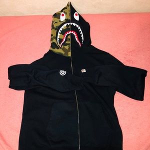 Bape 1st came spilt camo black zip up jacket